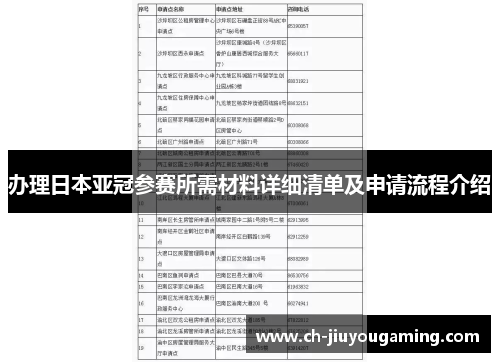 办理日本亚冠参赛所需材料详细清单及申请流程介绍